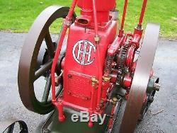 1907 IHC 3hp Vertical FAMOUS Screen Cooled Hit Miss Gas Engine on Original Cart