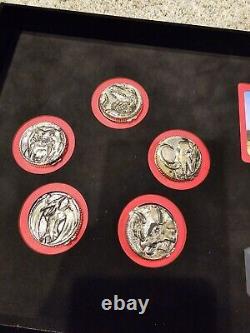 All 5 Screen Used Power Coin Set from Mighty Morphin Power Rangers TV Show MMPR