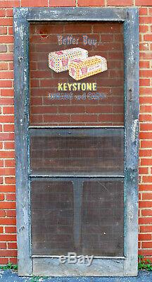 Antique Keystone Bread General Store Screen Door Advertising Double Sided 82