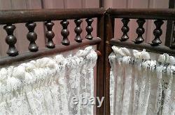 Antique Victorian Oak Dressing Screen Room Divider with Stick & Ball Spindles 1900
