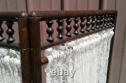 Antique Victorian Oak Dressing Screen Room Divider with Stick & Ball Spindles 1900