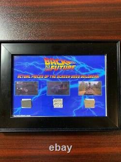 Back to the Future Screen Used Prop -Actual Delorean Pieces Framed BTTF 1,2&3