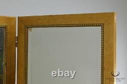 Carolina Mirror Company Gold Frame 3 Panel, Beveled Mirror Folding Screen