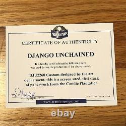 Django Unchained Candie Plantation Paperwork Stack Screen Used Prop COA