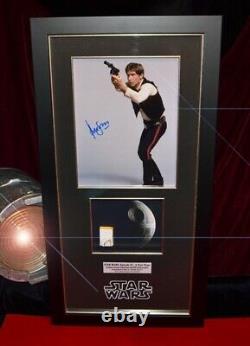 HARRISON FORD Signed Rare STAR WARS IV Screen-Used Prop DEATH STAR COA Frame DVD