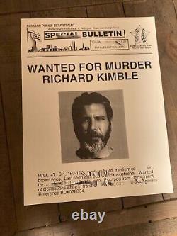 Harrison Ford THE FUGITIVE SCREEN USED WANTED POSTER RARE