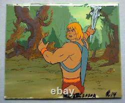 He-Man Original Animation Cell & Screen Used Painted Background MOTU