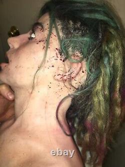 Horror prop possibly screen used dead GREEN HAIRED GIRL BUST. Haunting. Scary
