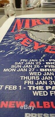 NIRVANA Original 1992 Australian Tour Screen Print Poster Rare Kurt Cobain