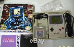 Nintendo GameBoy Original Gray Handheld System COMPLETE IN BOX NEW SCREEN COVER