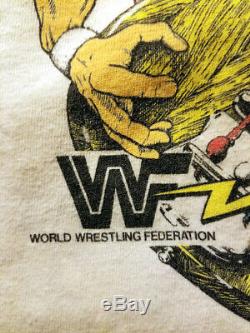 Original 1985 WWF/ MTV Hulk Hogan Vs Rowdy Roddy Piper Shirt Screen Stars M vtg