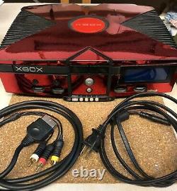 Original Xbox Red With Rare Xecuter 3 Mod Chip, Control Panel, LCD Screen, 60gb