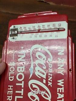 RARE Vintage Original 1930s Coca Cola Advertising Thermometer Screen Door Sign