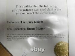 READ 1 JOKER Dark knight screen used burnt money Batman movie prop REPLICA $100