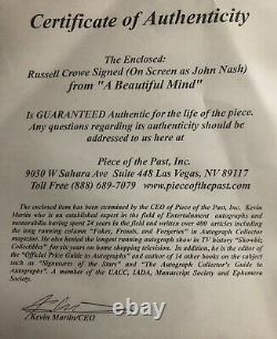 Russell Crowe A Beautiful Mindmovie prop original screen used with coa