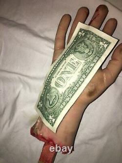 Screen used URETHANE HAND with SLIT FOR KNIFE. Gory, bloody HAND PROP