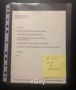 The Office Andy Bernard's Screen Used Concession Letter to Dwight Prop COA