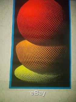 Vintage Psychedelic Blacklight Poster 1968 Spheres M. C. Escher Silk Screen Rare