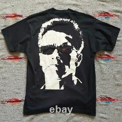 Vintage Terminator Shirt 1991 Movie Tee T-Shirt T2 Black Screen Stars 50/50 XL