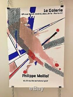 Vintage VTG Philippe Maillot La Galerie 1987 Exhibit Screen Printed Poster HTF